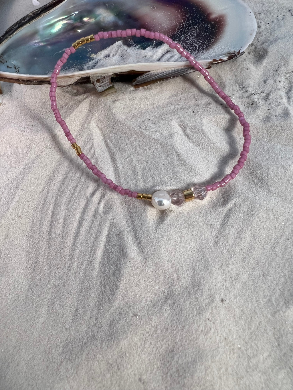 Pink glas/ferskvandsperle